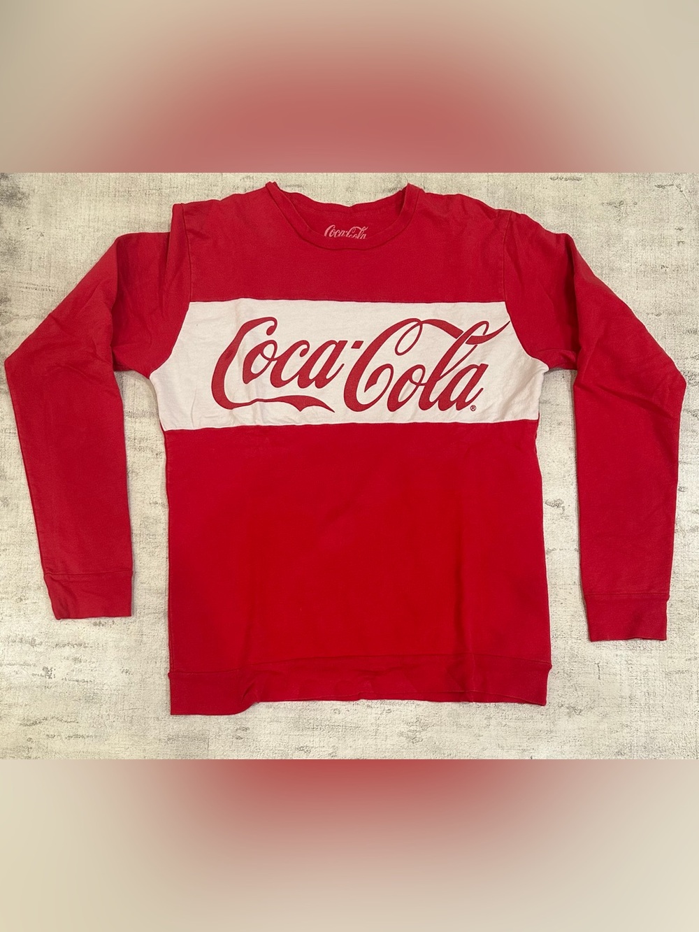 Coca-Cola Colorblock Long Sleeve Graphic Sweatshirt | Red White Script Logo